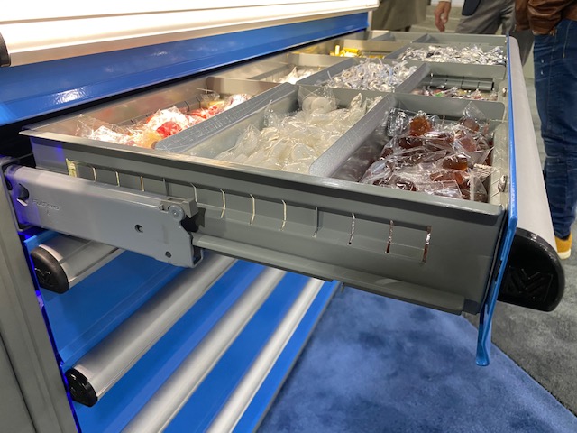 modular drawers in metal shelving dividers and separators all welded drawer for candy at Promat 2020