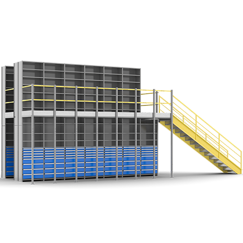Multi-level storage system with modular drawers