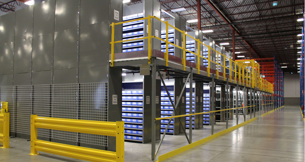steel shelving in a distribution center