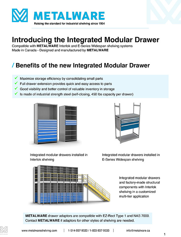 integrated modular drawers sell sheet